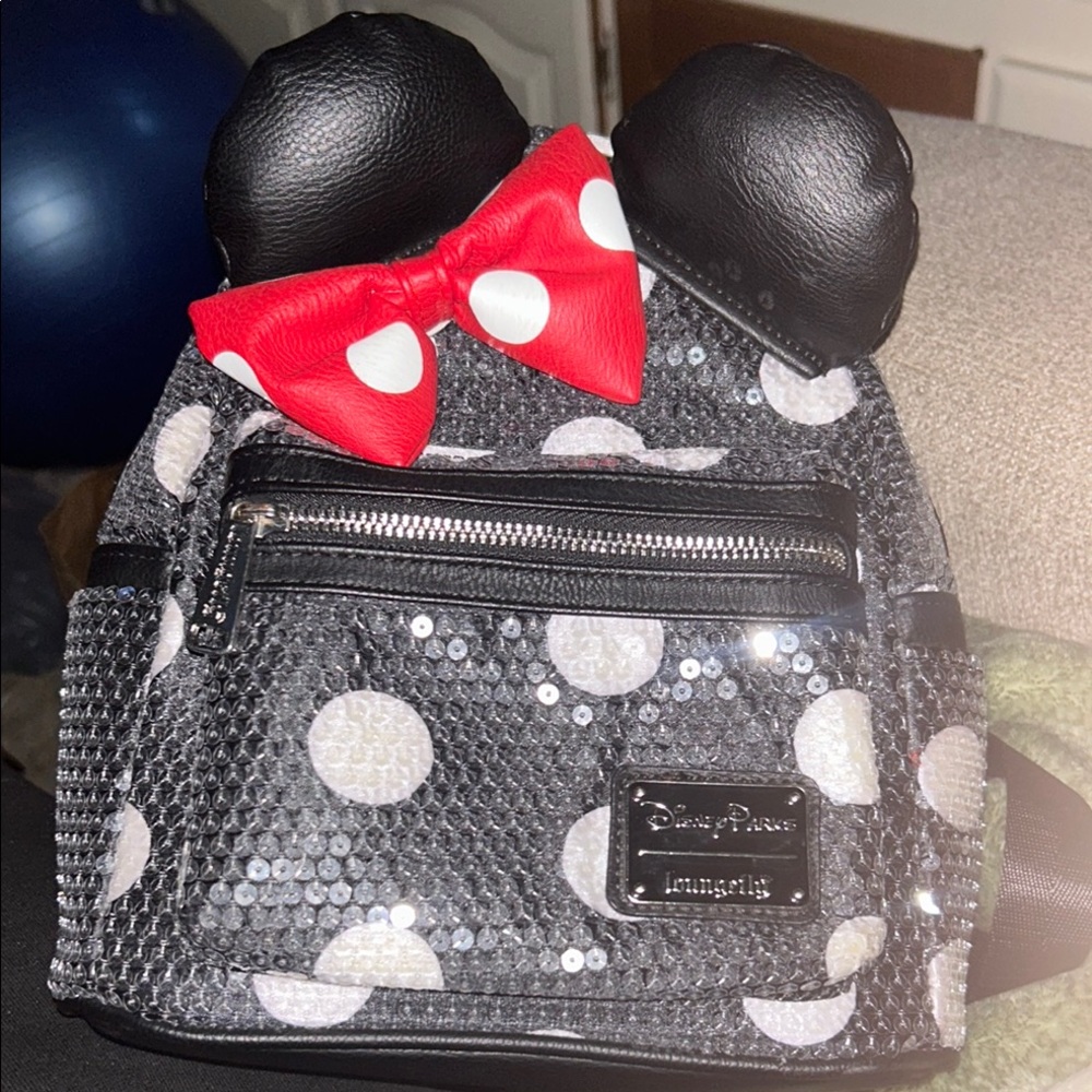 Disney Minnie Loungefly Black and Red Polka Dot Backpack (Check Description)